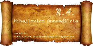 Mihajlovics Annamária névjegykártya